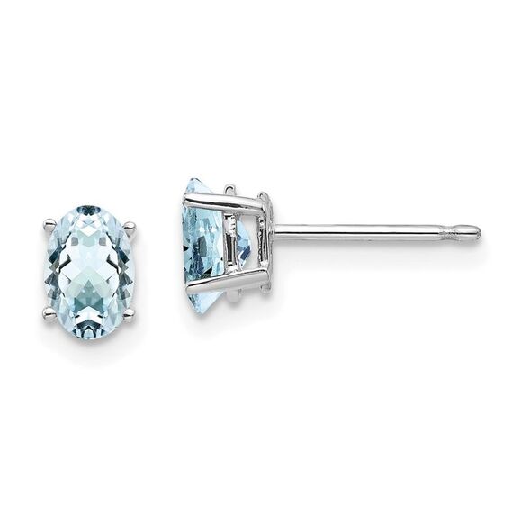 Kazi Luxury 14k White Gold Aquamarine Earrings